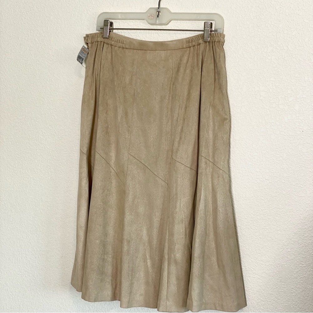Talbots Tan Faux Suede Gored MIDI Skirt 12WP